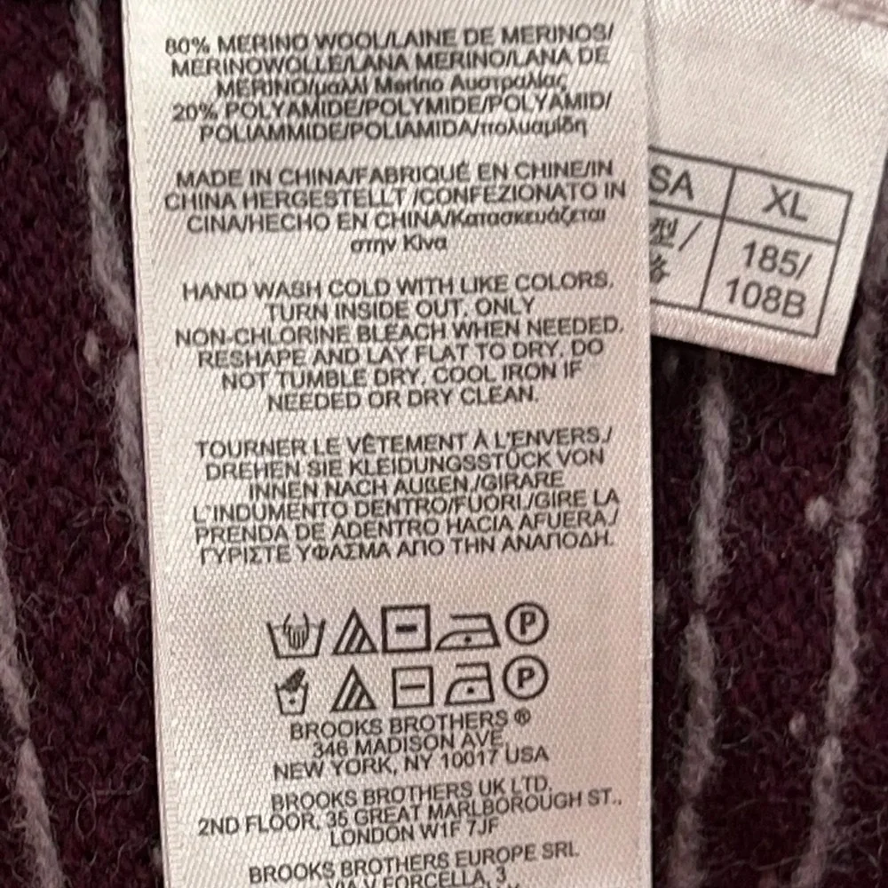Brooks Brothers Sweater Men's XL Burgundy Italian Yarn Geometric Wool Blend Dad